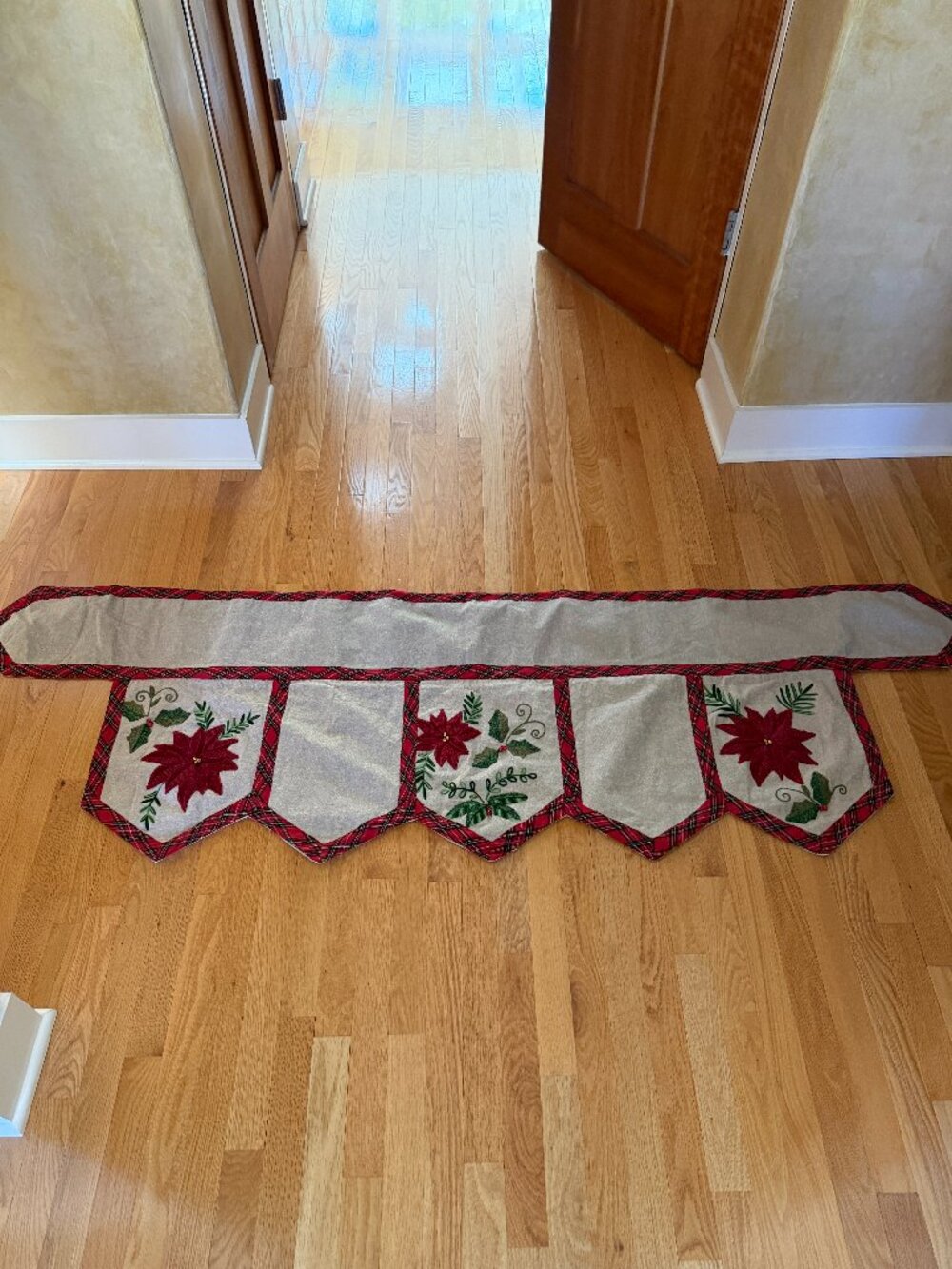 Well Dressed Home Christmas Poinsettia Mantle Scarf